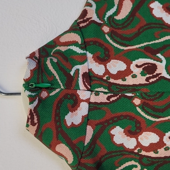 Zara Green Printed Slit Midi Night Out Dress Size Small - Picture 8 of 15
